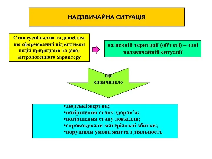 НАДЗВИЧАЙНА СИТУАЦІЯ Стан суспільства та довкілля, що сформований під впливом