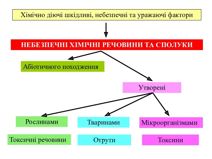 Хімічно діючі шкідливі, небезпечні та уражаючі фактори НЕБЕЗПЕЧНІ ХІМІЧНІ РЕЧОВИНИ