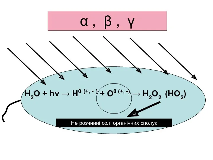 Н2О + hν → Н0 (+, - ) + О0