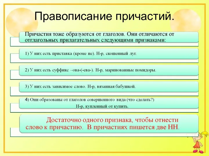 Правописание причастий.