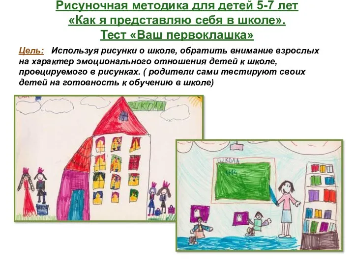 Рисуночная методика для детей 5-7 лет «Как я представляю себя в школе». Тест