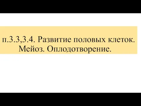 п.3.3,3.4. Развитие половых клеток. Мейоз. Оплодотворение.