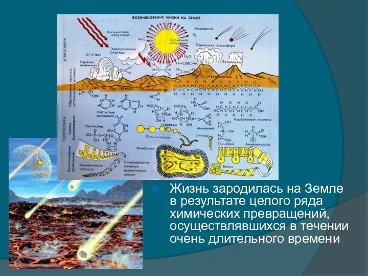 Жизнь зародилась на Земле в результате целого ряда химических превращений,