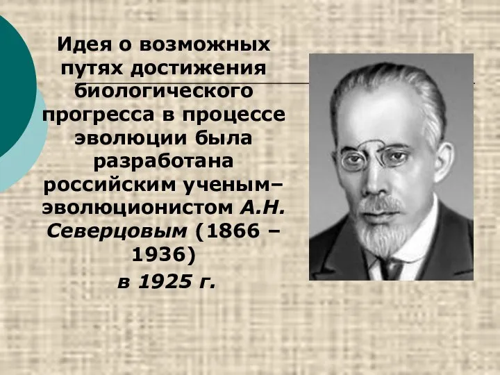 Идея о возможных путях достижения биологического прогресса в процессе эволюции