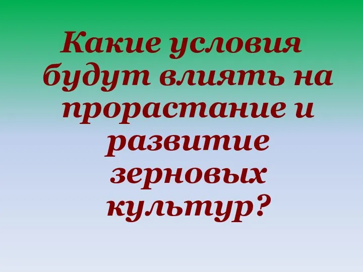 Какие условия будут влиять на прорастание и развитие зерновых культур?