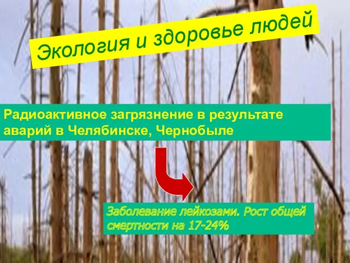 Радиоактивное загрязнение в результате аварий в Челябинске, Чернобыле Заболевание лейкозами.