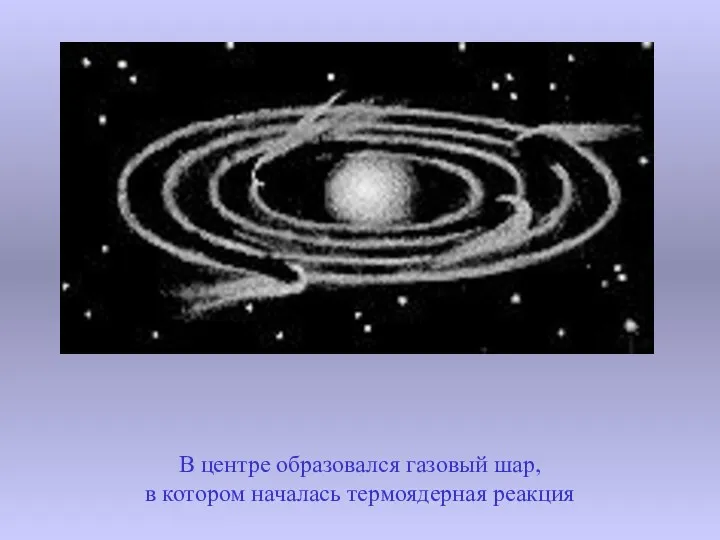 В центре образовался газовый шар, в котором началась термоядерная реакция