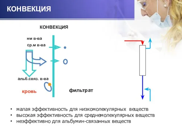 КОНВЕКЦИЯ малая эффективность для низкомолекулярных веществ высокая эффективность для среднемолекулярных