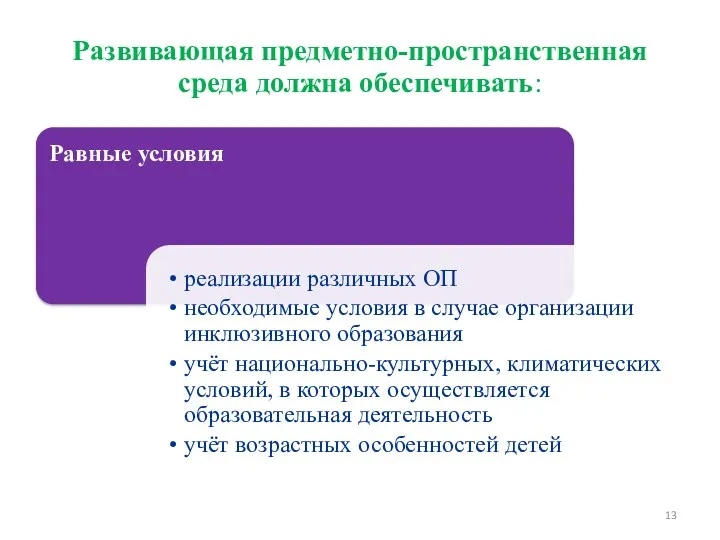 Развивающая предметно-пространственная среда должна обеспечивать: Требования к развивающей предметно-пространственной среде