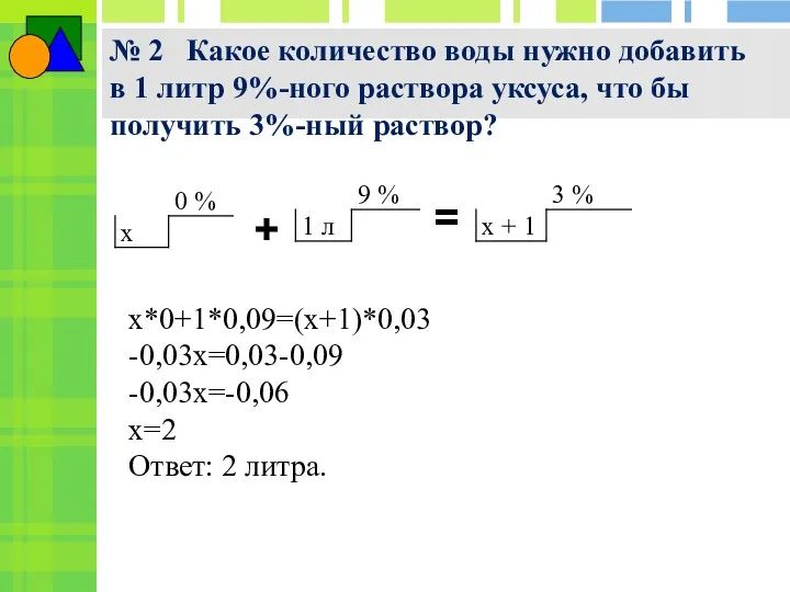 № 2 Какое количество воды нужно добавить в 1 литр