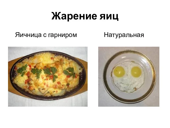 Жарение яиц Яичница с гарниром Натуральная