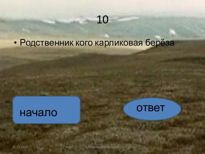 10 Родственник кого карликовая берёза автор:вадим глушков ответ начало