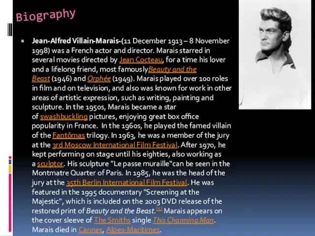 Biography Jean-Alfred Villain-Marais-(11 December 1913 – 8 November 1998) was