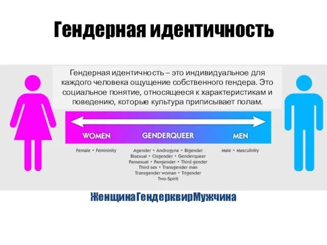 Гендерная идентичность Гендерная идентичность – это индивидуальное для каждого человека