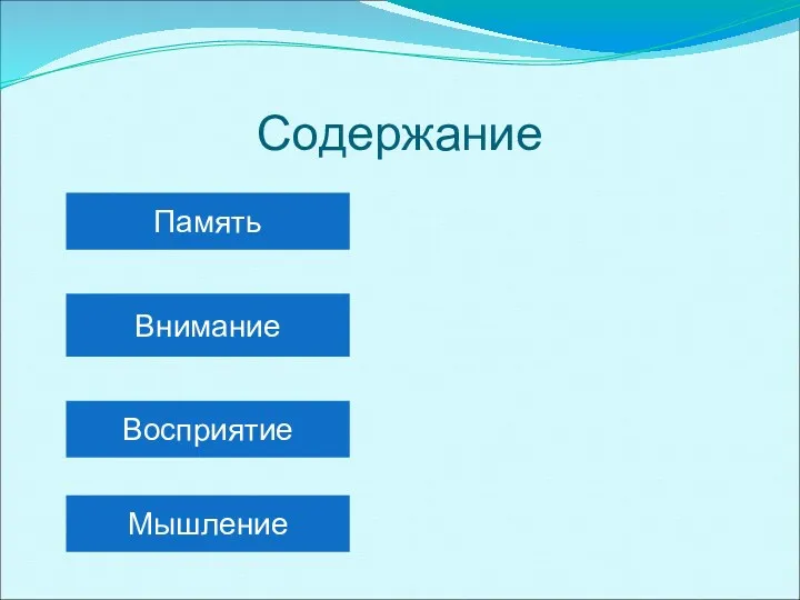 Содержание Память Внимание Восприятие Мышление