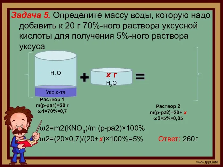 Задача 5. Определите массу воды, которую надо добавить к 20