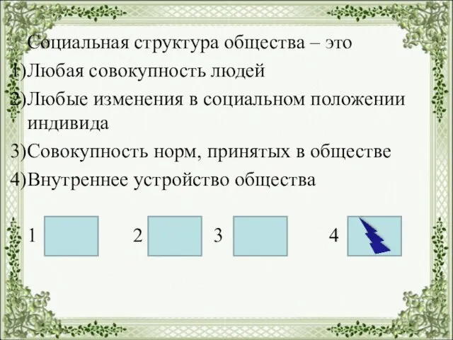 Социальная структура общества – это Любая совокупность людей Любые изменения в социальном положении