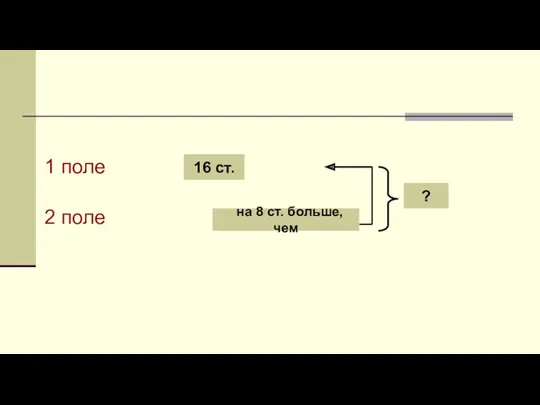 1 поле 2 поле 16 ст. на 8 ст. больше, чем ?