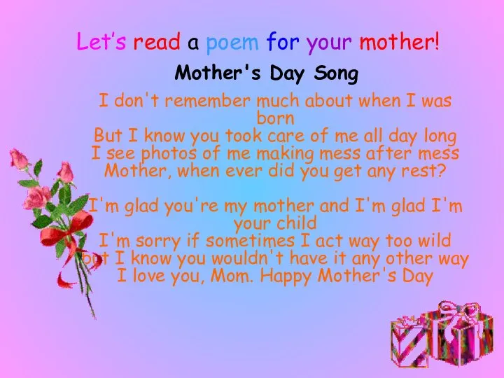 Mother's Day Song I don't remember much about when I