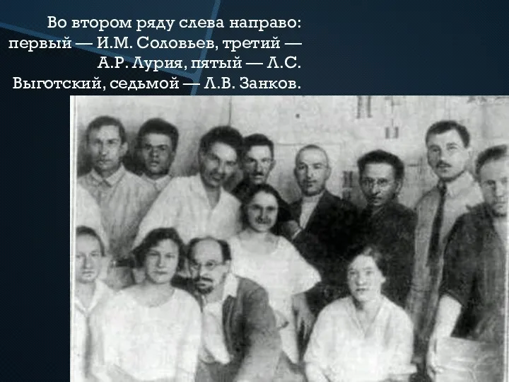 Во втором ряду слева направо: первый — И.М. Соловьев, третий — А.Р. Лурия,
