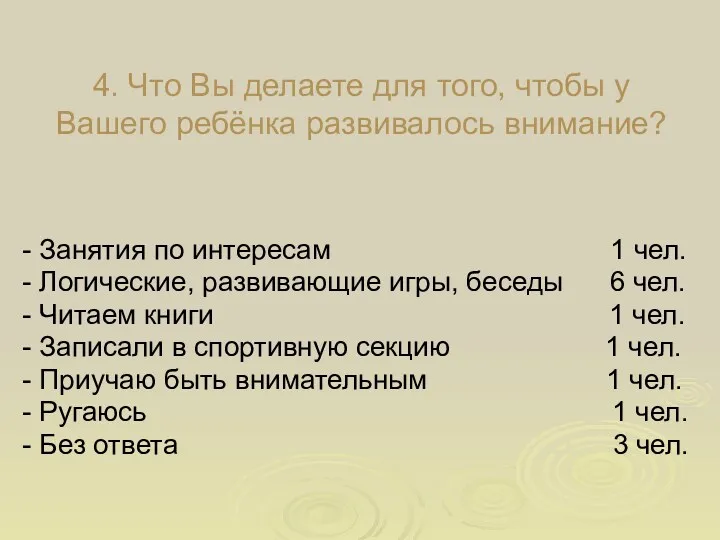 4. Что Вы делаете для того, чтобы у Вашего ребёнка