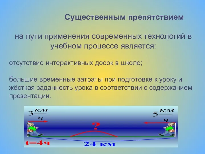 Существенным препятствием на пути применения современных технологий в учебном процессе