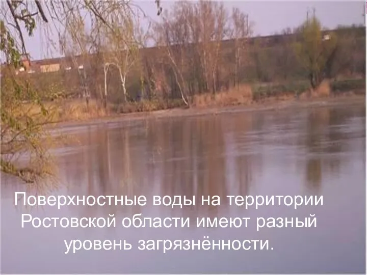 Поверхностные воды на территории Ростовской области имеют разный уровень загрязнённости.