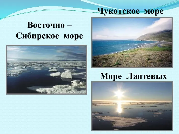 Море Лаптевых Восточно – Сибирское море Чукотское море