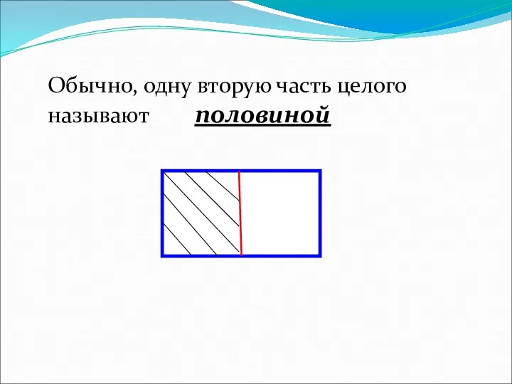 Обычно, одну вторую часть целого называют половиной