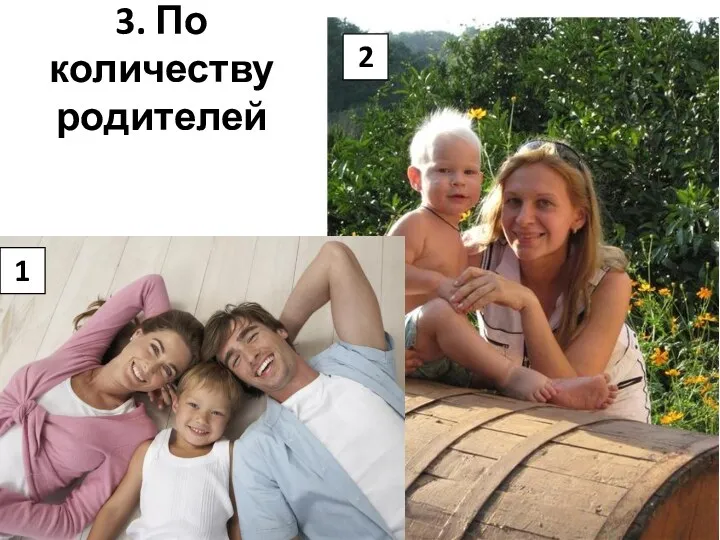 3. По количеству родителей 1 2