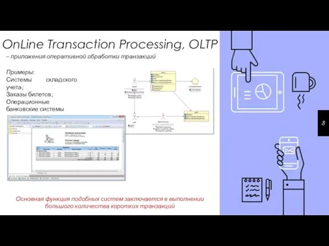 OnLine Transaction Processing, OLTP 8 Примеры: Системы складского учета; Заказы