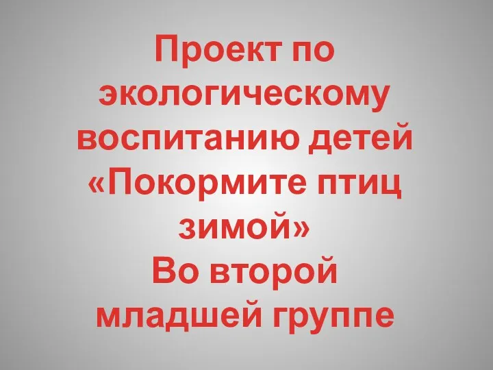 Проект по экологическому воспитанию детей «Покормите птиц зимой» Во второй младшей группе