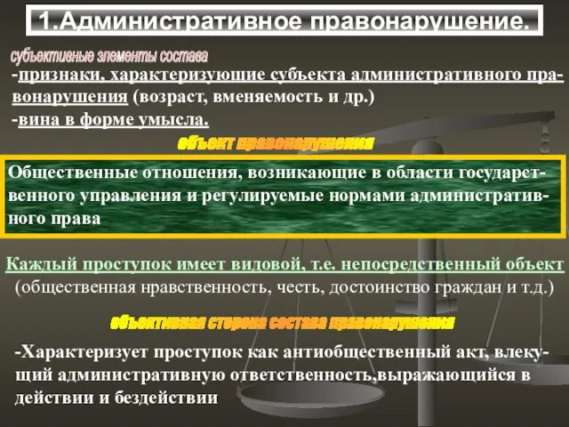 субъективные элементы состава -признаки, характеризующие субъекта административного пра- вонарушения (возраст,