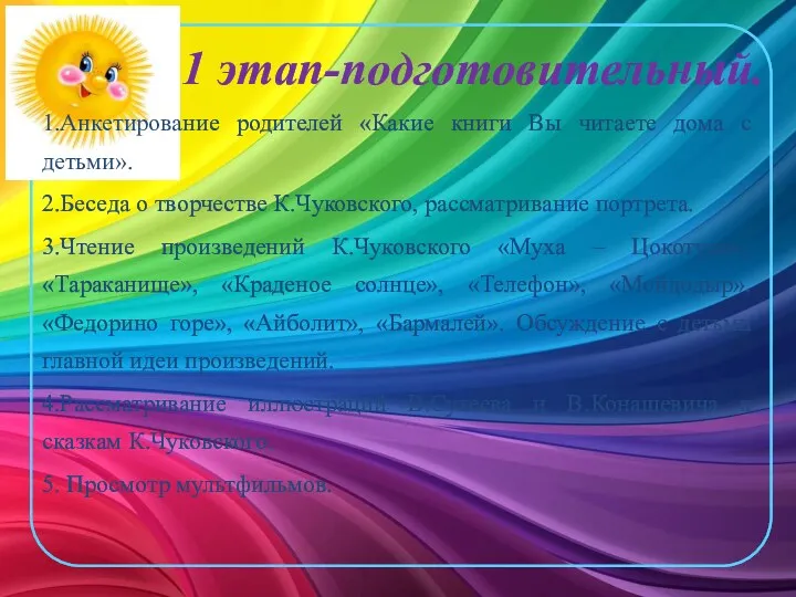 1 этап-подготовительный. 1.Анкетирование родителей «Какие книги Вы читаете дома с