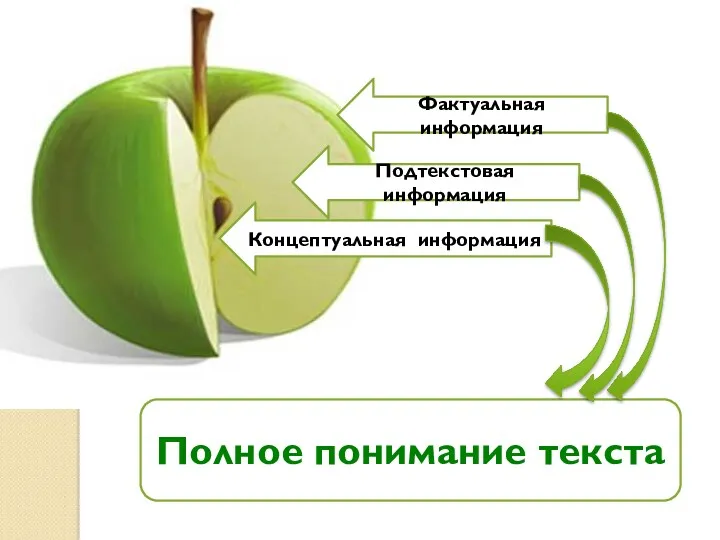 Фактуальная информация Концептуальная информация Подтекстовая информация Полное понимание текста