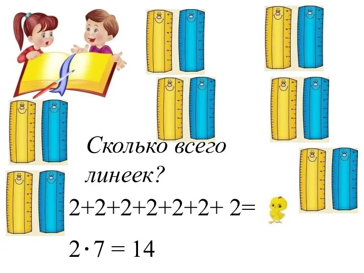 Сколько всего линеек? 2+2+2+2+2+2+ 2= 14 2 7 = 14