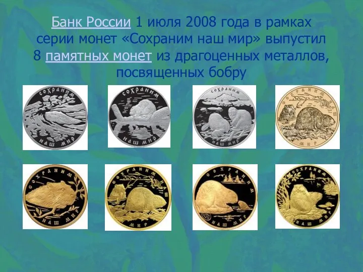 Банк России 1 июля 2008 года в рамках серии монет «Сохраним наш мир»