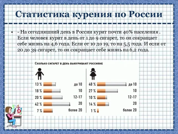 Статистика курения по России - На сегодняшний день в России