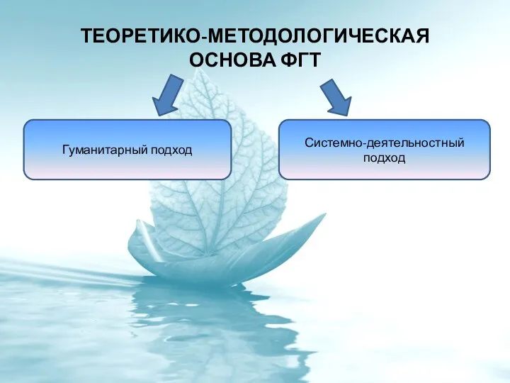 Теоретико-методологическая основа ФГТ Системно-деятельностный подход Гуманитарный подход