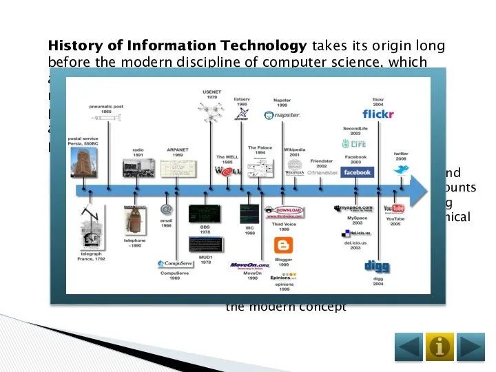 History of Information Technology takes its origin long before the