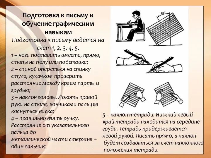 Подготовка к письму и обучение графическим навыкам Подготовка к письму