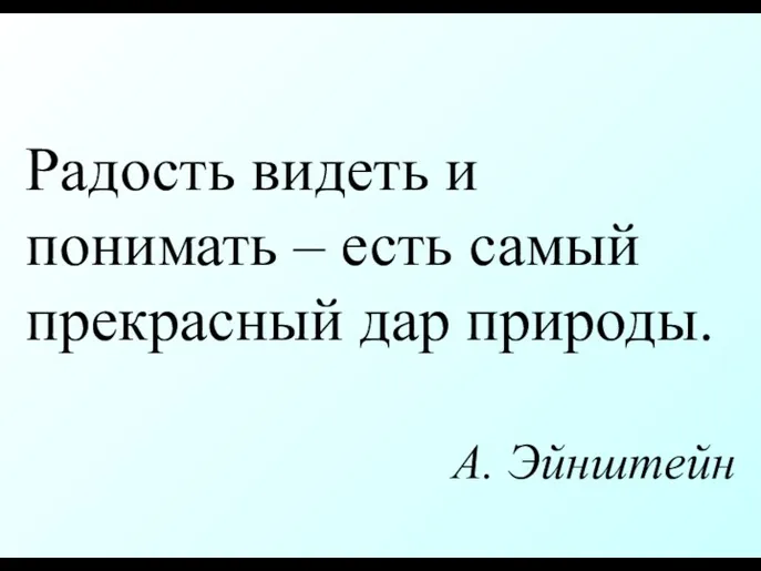 Радость видеть и понимать – есть самый прекрасный дар природы. А. Эйнштейн