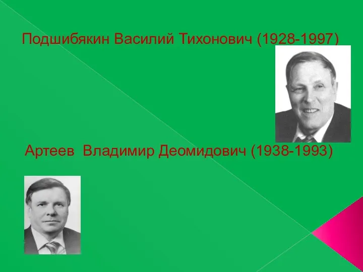 Подшибякин Василий Тихонович (1928-1997) Артеев Владимир Деомидович (1938-1993)