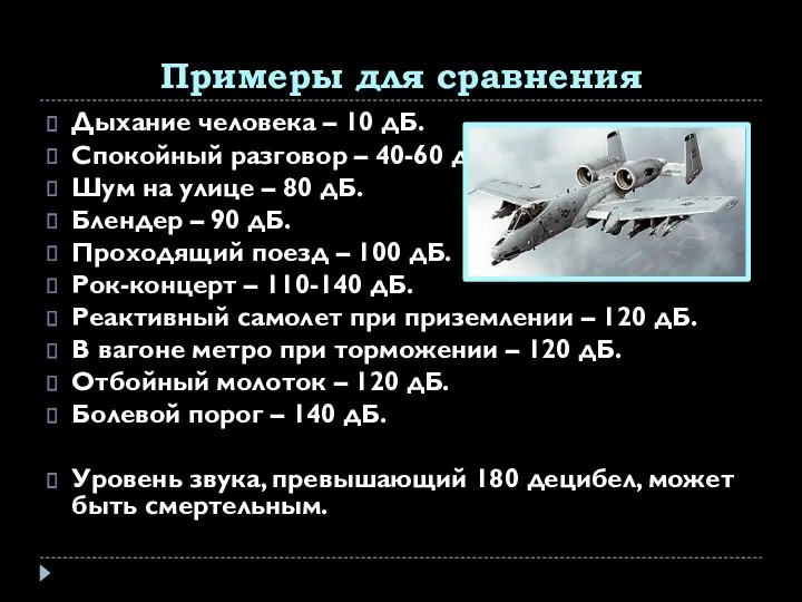 Примеры для сравнения Дыхание человека – 10 дБ. Спокойный разговор