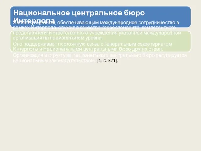 Национальное центральное бюро Интерпола Является органом, обеспечивающим международное сотрудничество в