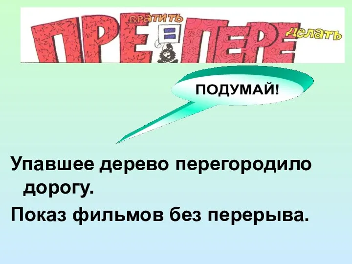 Упавшее дерево перегородило дорогу. Показ фильмов без перерыва.