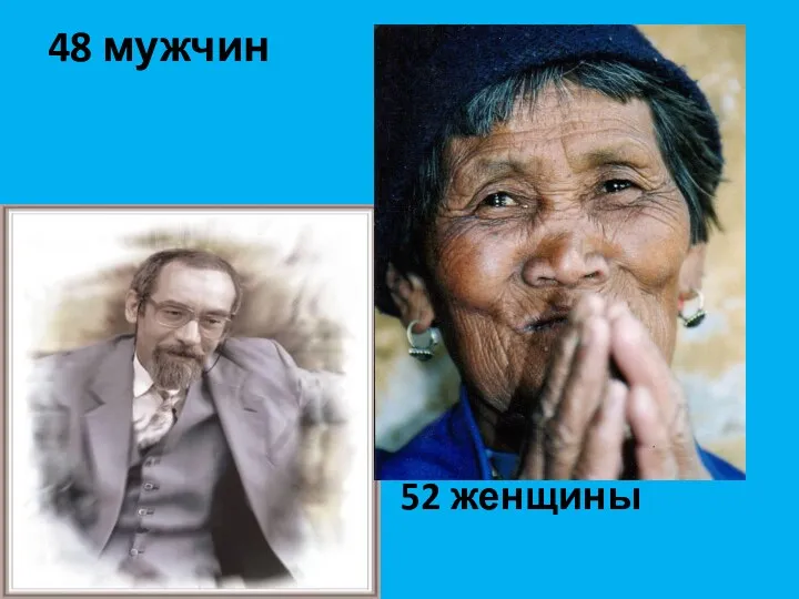 48 мужчин 52 женщины