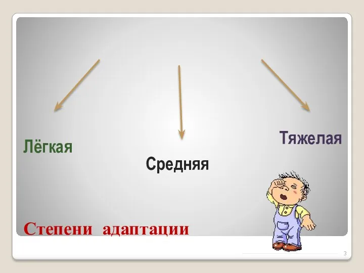 Степени адаптации Лёгкая Средняя Тяжелая