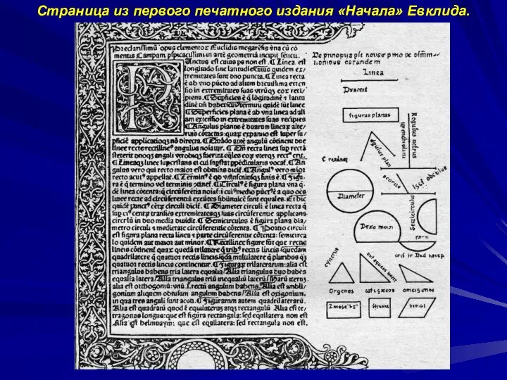 Страница из первого печатного издания «Начала» Евклида.