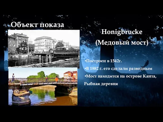 Объект показа Honigbrucke (Медовый мост) Построен в 1542г. В 1882